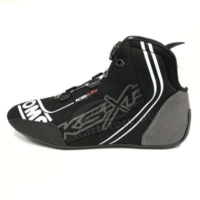 OMP Kart Schuhe KS-XR FIA 8877-2022 mit Drehknopf schwarz/weiß/grau