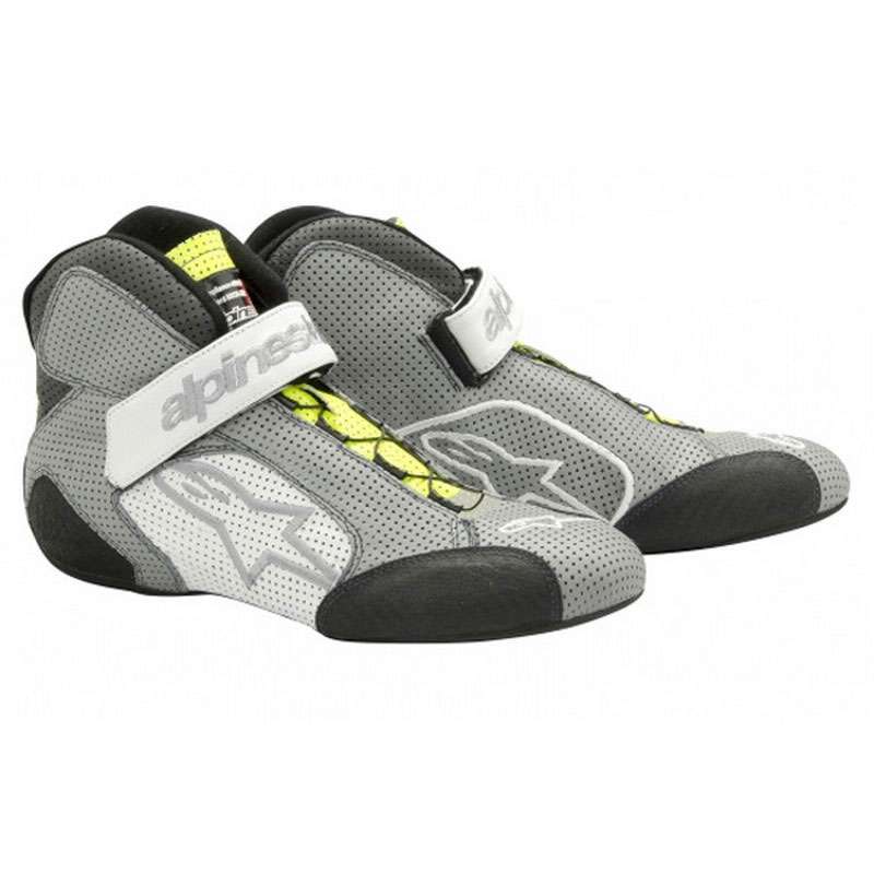 Alpinestars Tech1-Z  Auto Racing Schuhe FIA grau /neon/ weiß, Größe 45,5