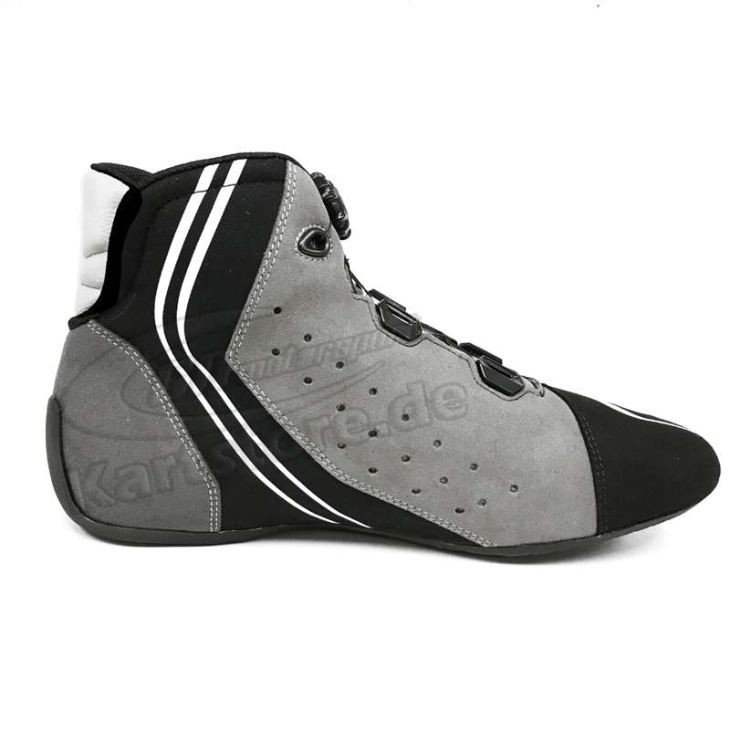 OMP Kart Schuhe KS-XR FIA 8877-2022 mit Drehknopf schwarz/weiß/grau